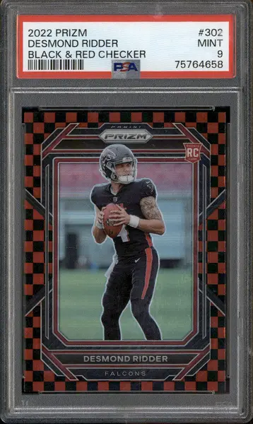 2022 Panini Prizm Black and Red Checker #302 Desmond Ridder RC PSA 9