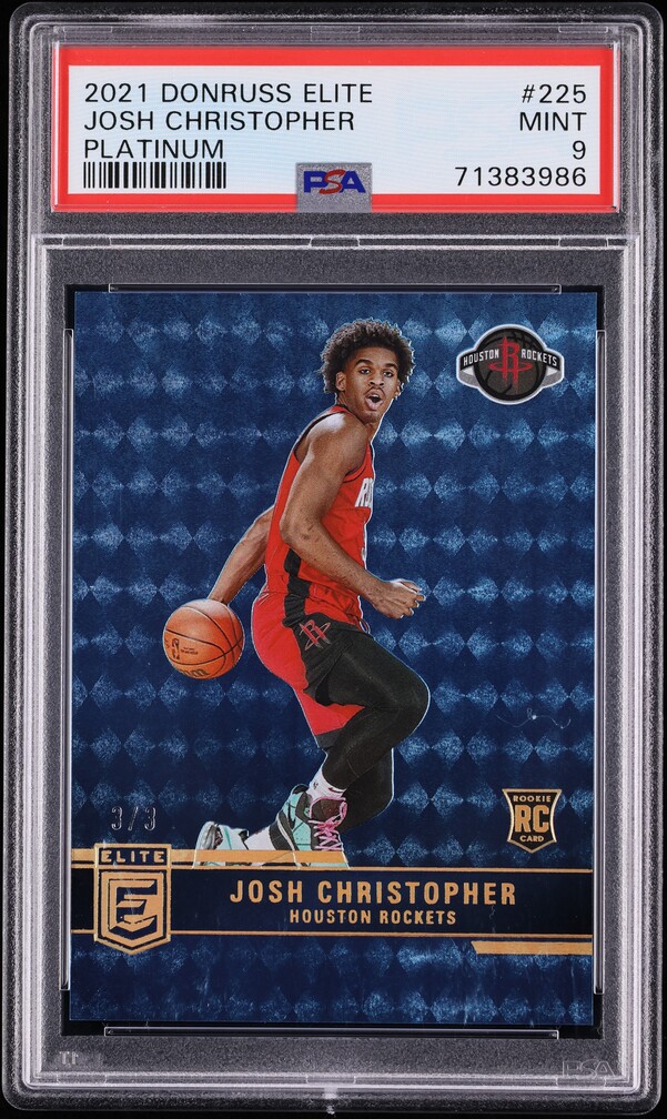 2021 Donruss Elite Platinum Josh Christopher ROOKIE 3/3 #225 PSA 9 MINT