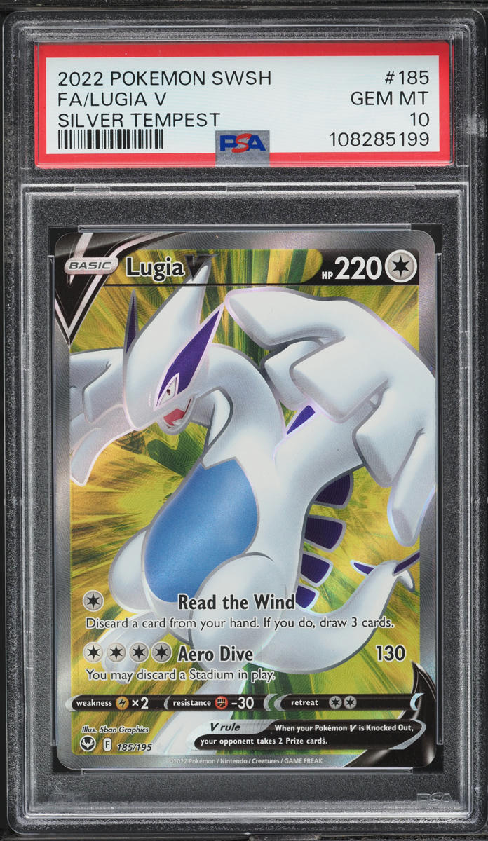 2022 Pokemon Sword & Shield Silver Tempest Full Art Lugia V #185 PSA 10 GEM MINT