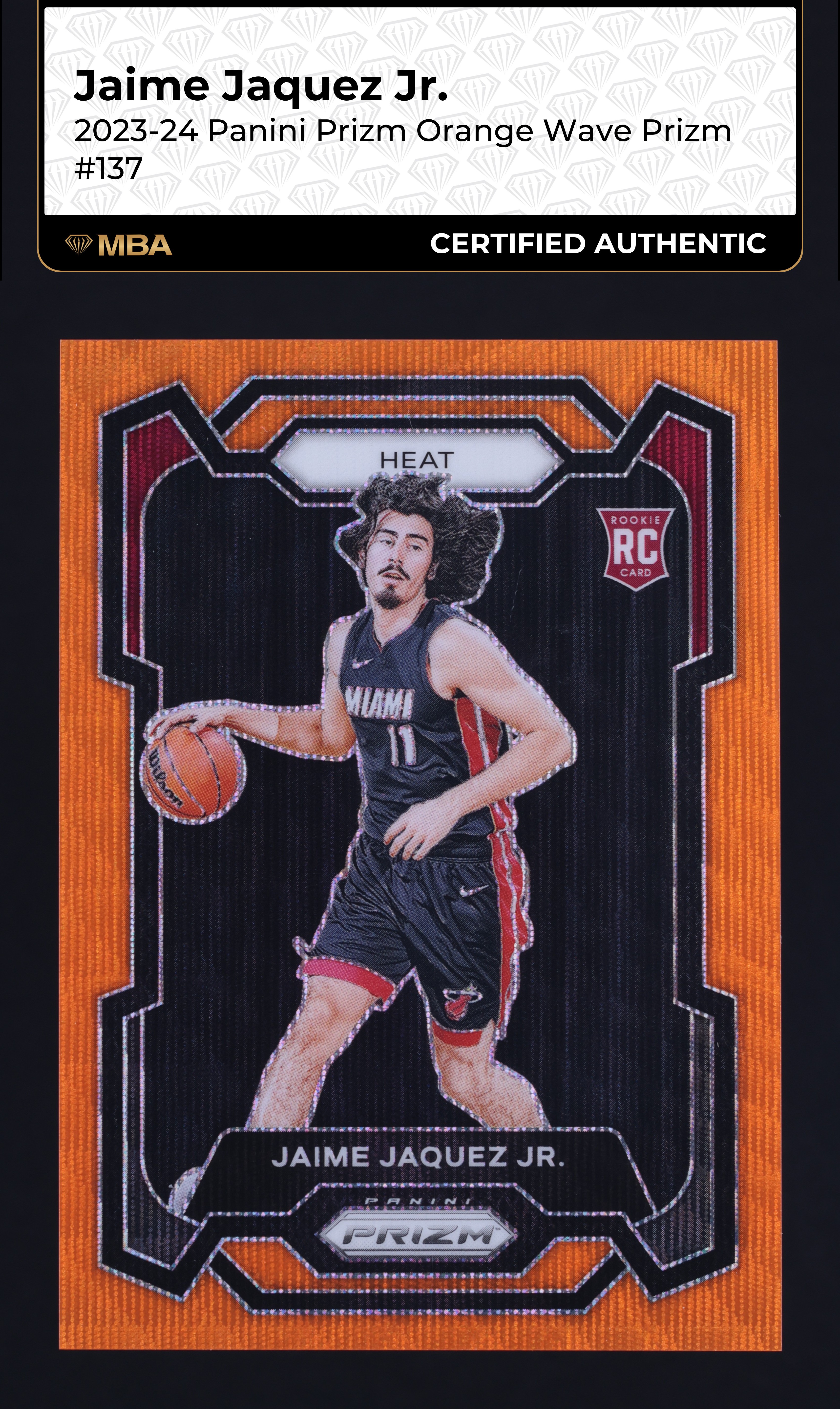 2023 Panini Prizm Orange Wave Jaime Jaquez Jr. ROOKIE /60 #137 MBA AUTH