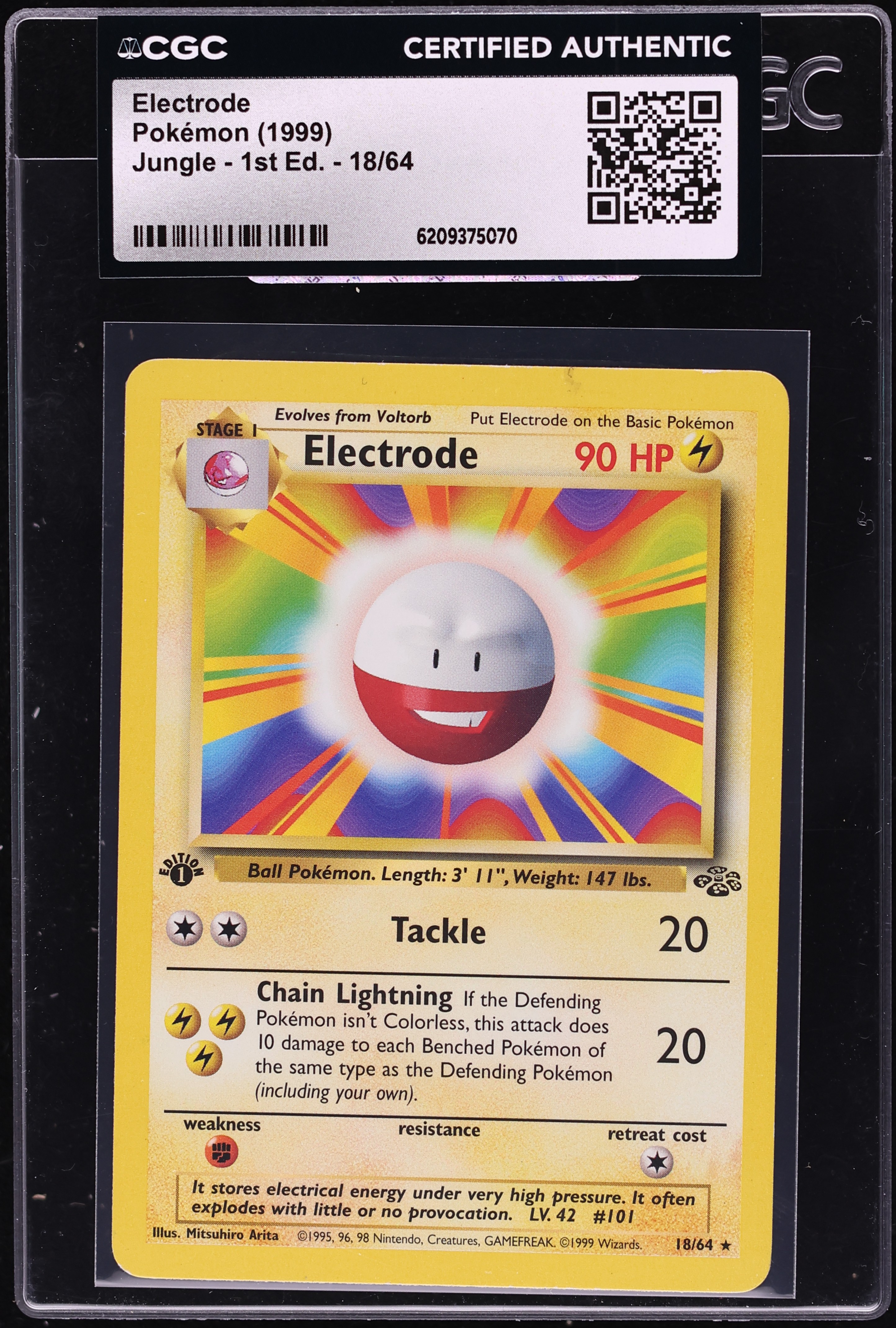 1999 Pokemon Jungle 1st Edition Electrode #18 CGC AUTH