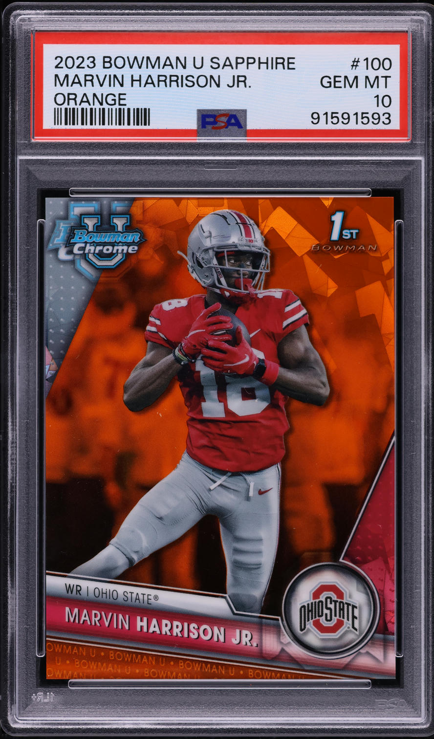 2023 Bowman U Chrome Sapphire Orange Marvin Harrison Jr. ROOKIE /25 #100 PSA 10