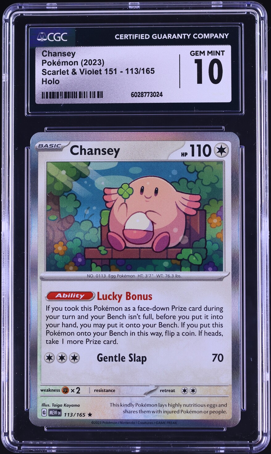 2023 Pokemon Scarlet & Violet 151 Holo Chansey #113 CGC 10 GEM MINT