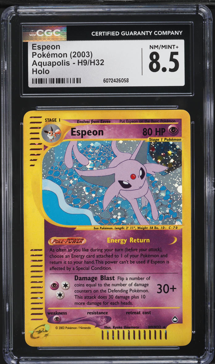 2003 Pokemon Aquapolis Holo Espeon #H9 CGC 8.5 NM-MT+