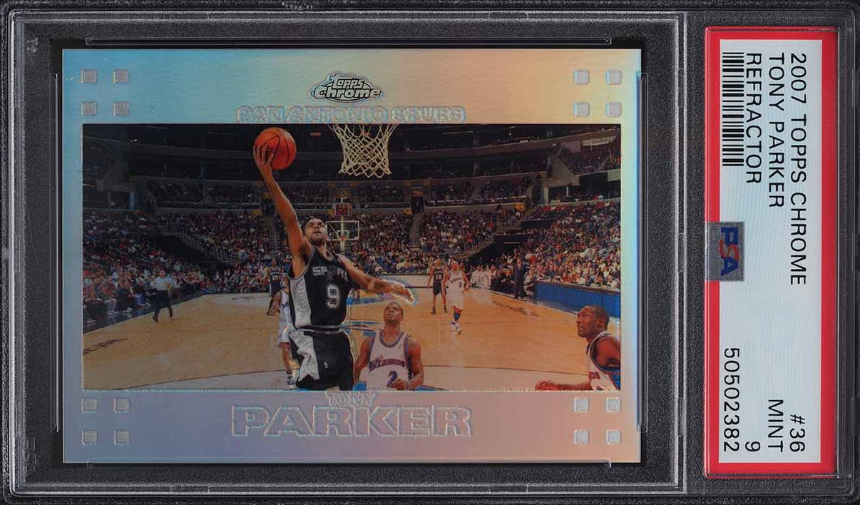 2007 Topps Chrome Refractor Tony Parker /999 #36 PSA 9 MINT