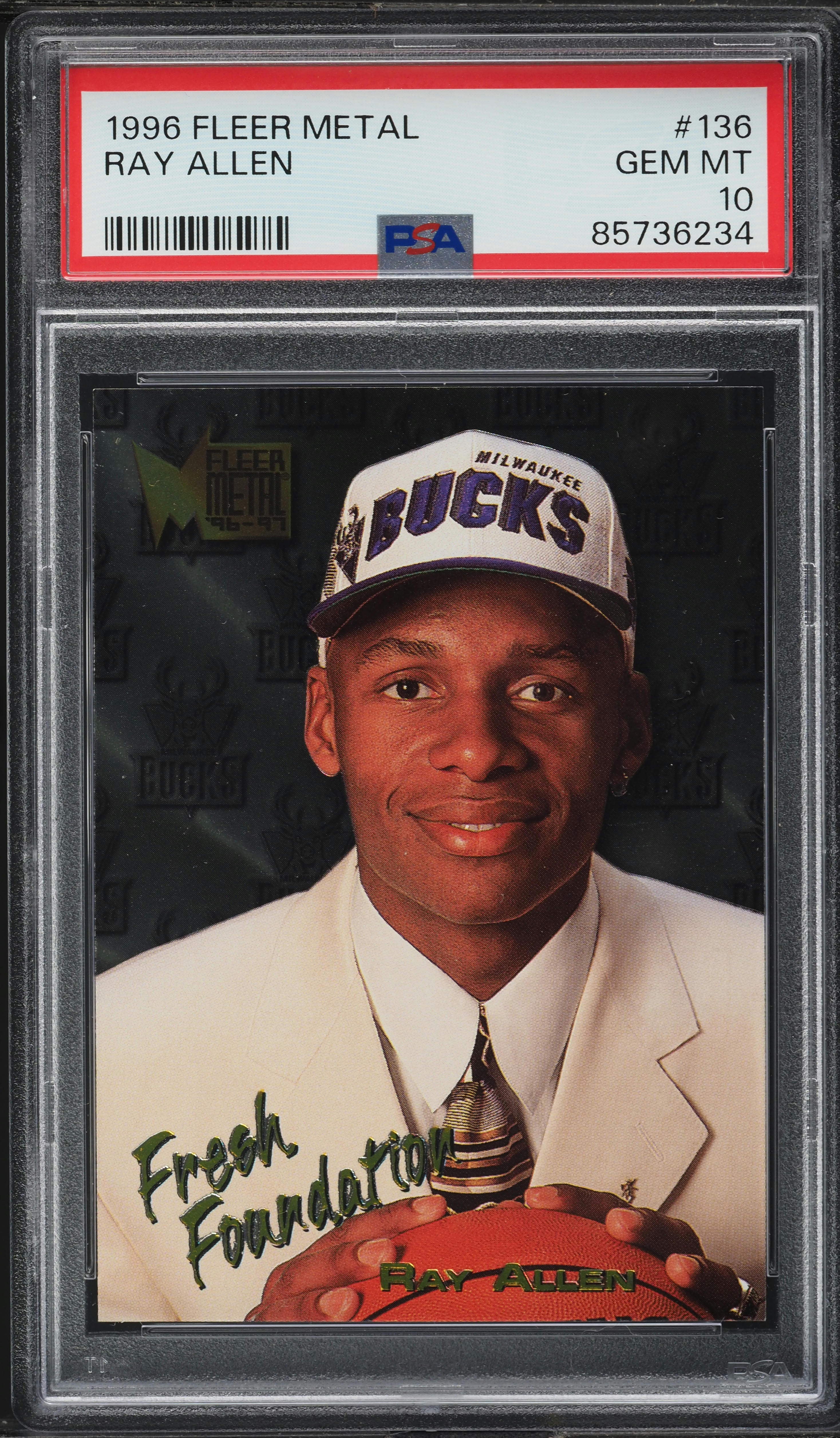 1996 Metal Fresh Foundations Ray Allen ROOKIE #136 PSA 10 GEM MINT