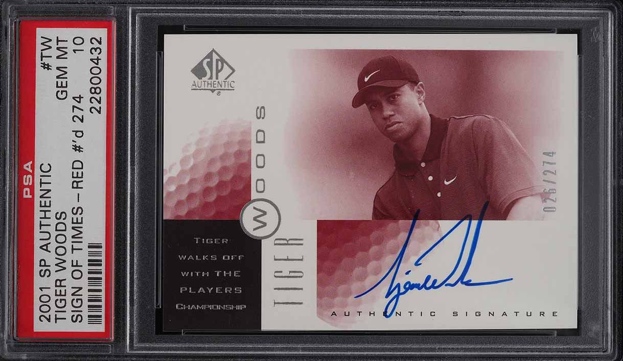 2001 SP Authentic Sign Of The Times Red Tiger Woods ROOKIE AUTO /274 PSA 10 GEM