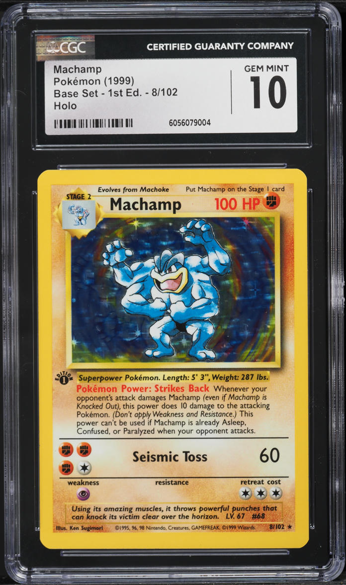 1999 Pokemon Base Set 1st Edition Holo Machamp #8 CGC 10 GEM MINT