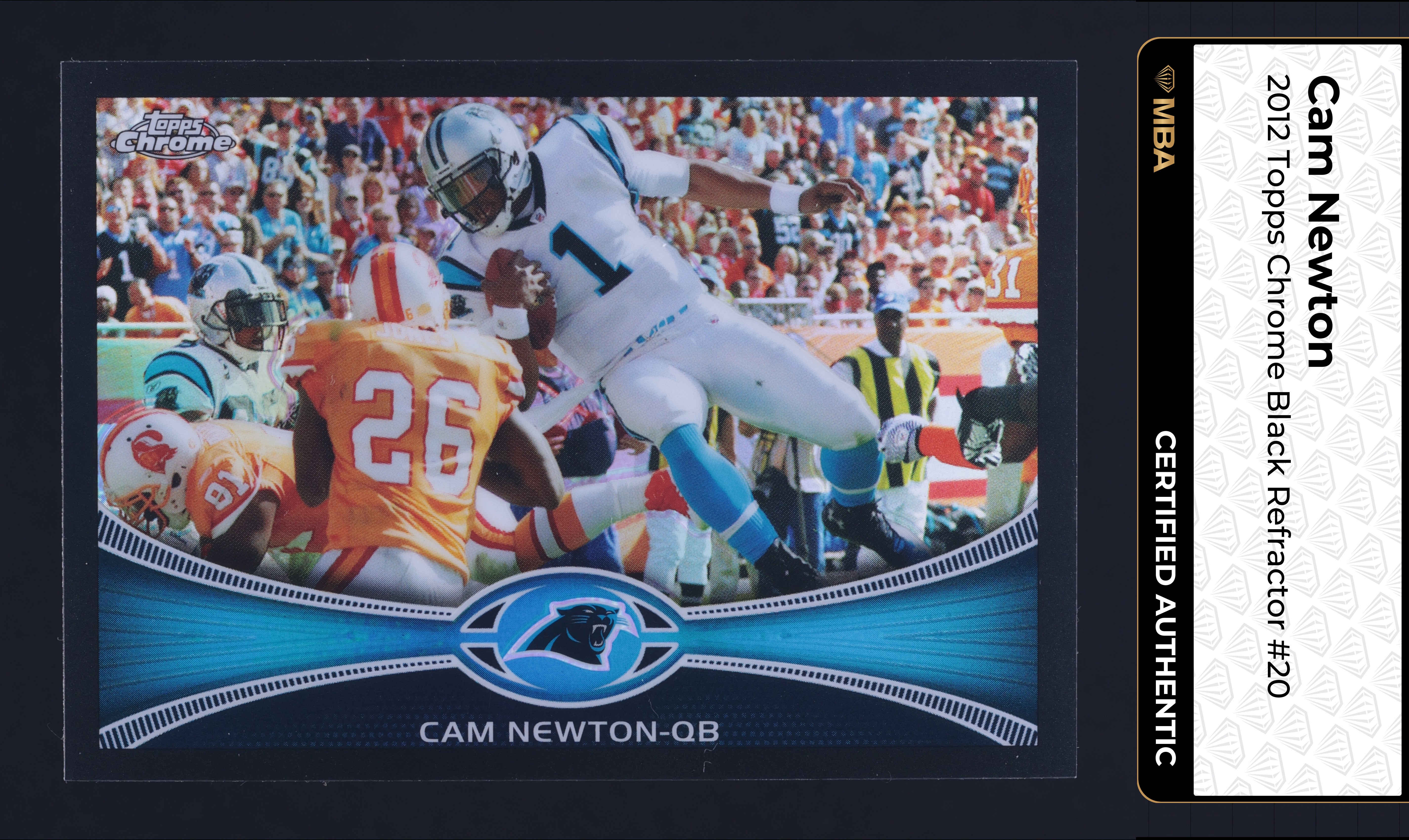 2012 Topps Chrome Black Refractor Cam Newton /299 #20 MBA AUTH