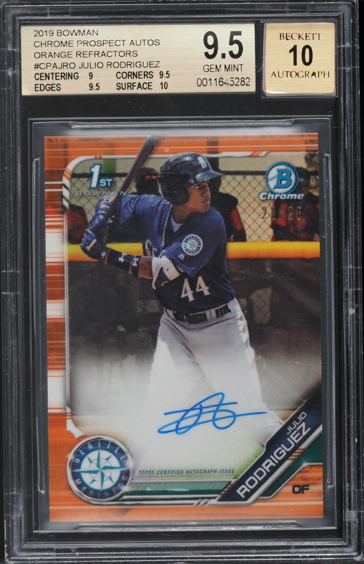2019 Bowman Chrome Orange Refractor Julio Rodriguez PROSPECT AUTO /25 BGS 9.5