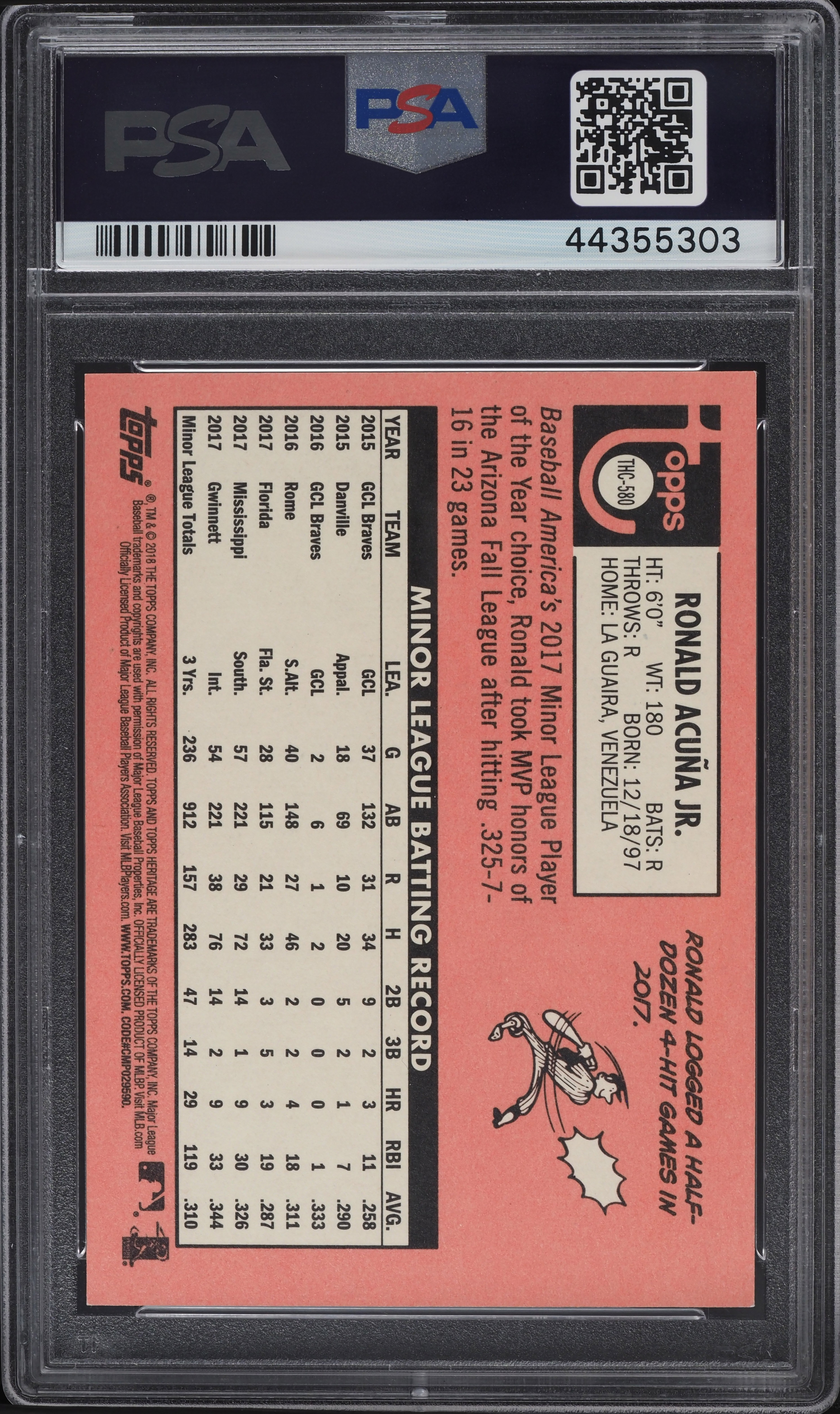 2018 Topps Heritage Chrome Purple Refractor Ronald Acuna Jr