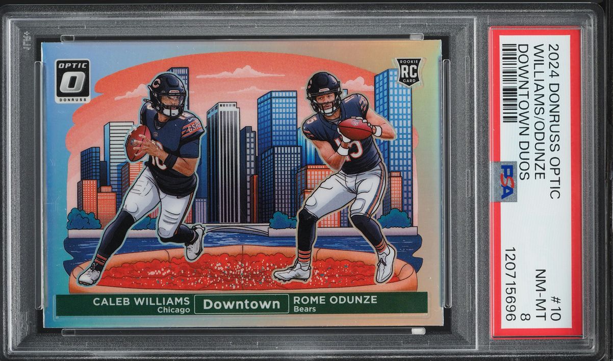 2024 Donruss Optic Downtown Duos Caleb Williams Rome Odunze ROOKIE PSA 8 NM-MT