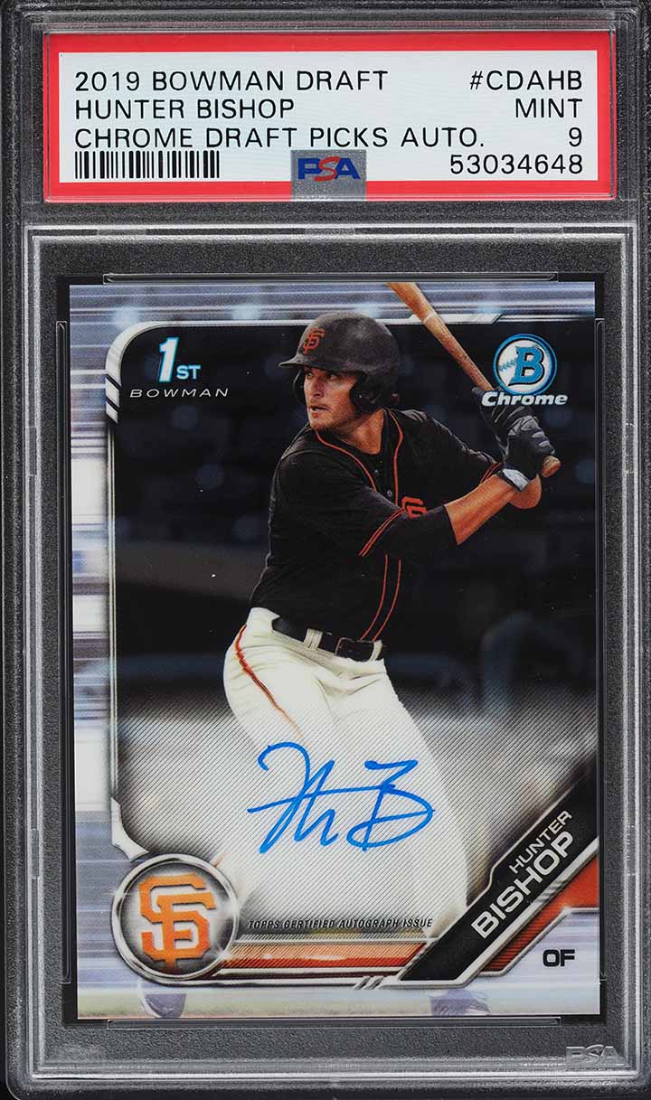 2019 Bowman Chrome Draft Hunter Bishop ROOKIE AUTO #CDA-HB PSA 9 MINT