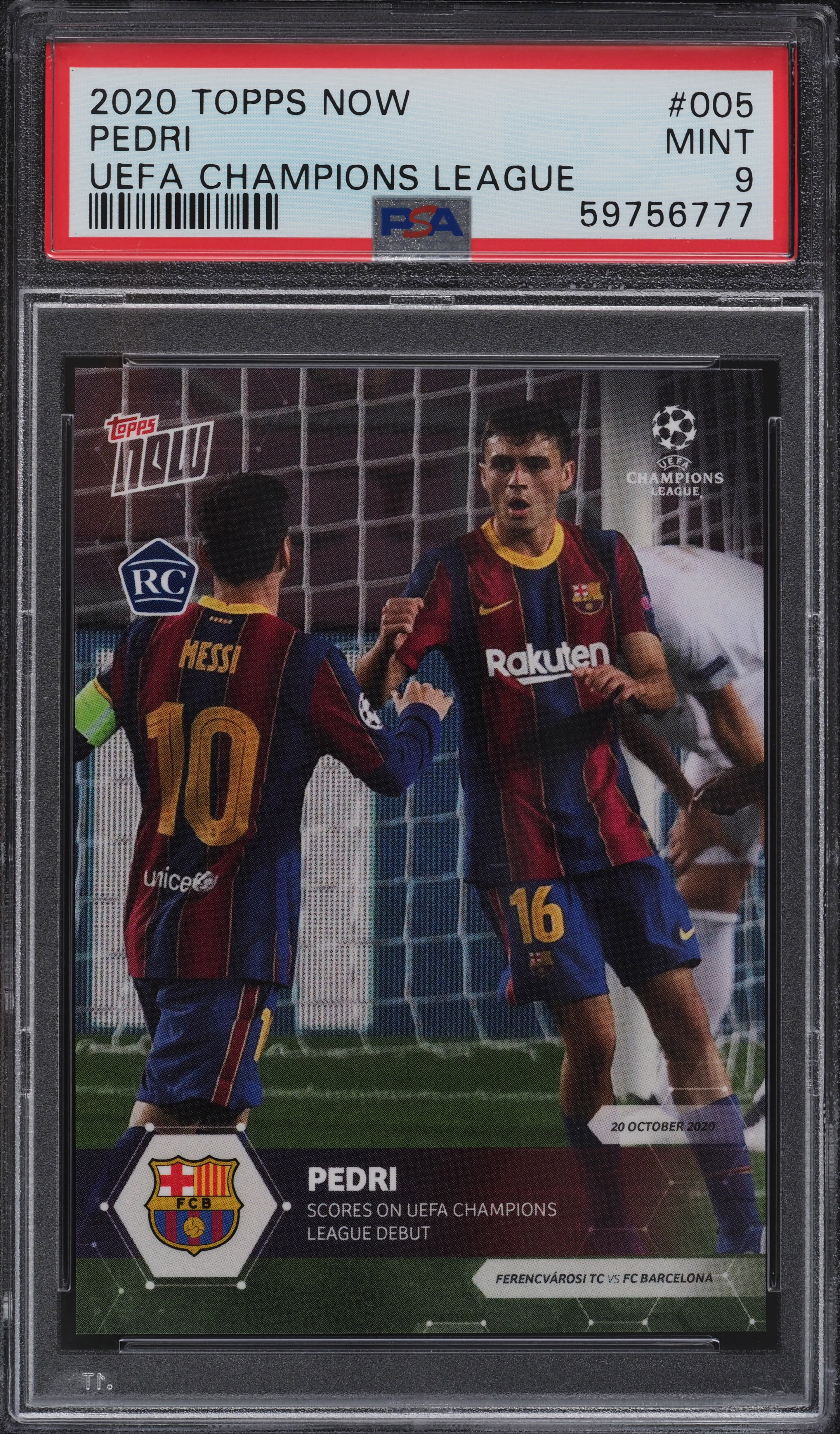 2020 Topps Now UEFA Champions League Pedri ROOKIE #5 PSA 9 MINT