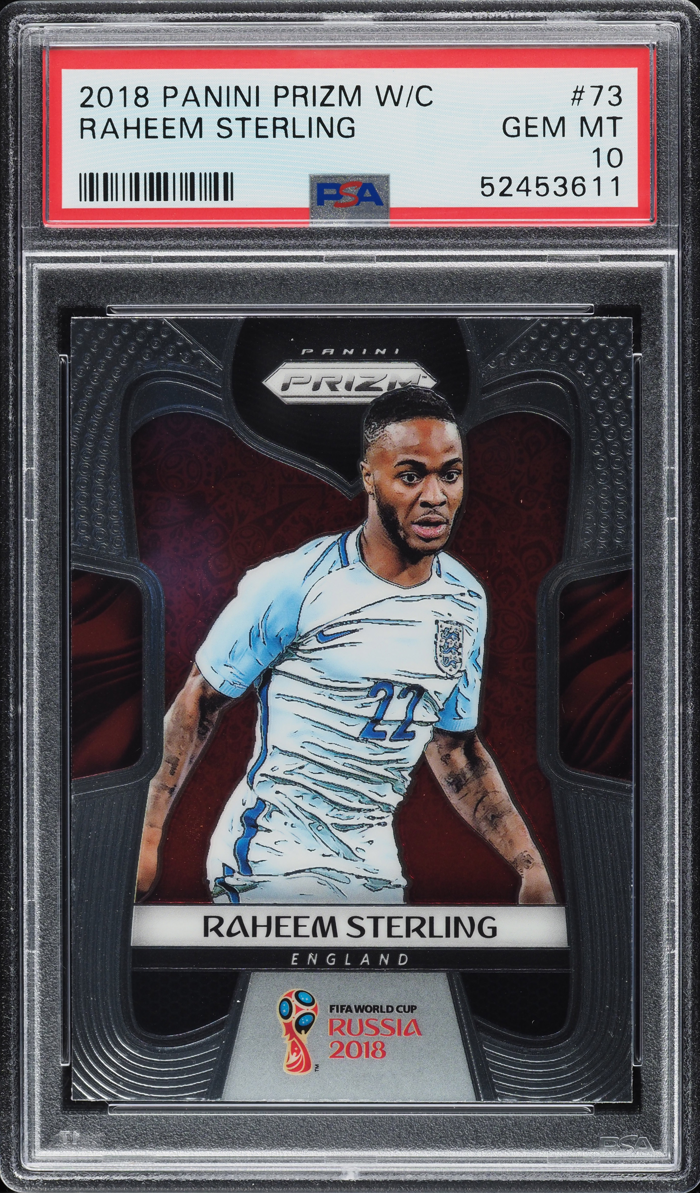 2018 Panini Prizm World Cup Raheem Sterling #73 PSA 10 GEM MINT