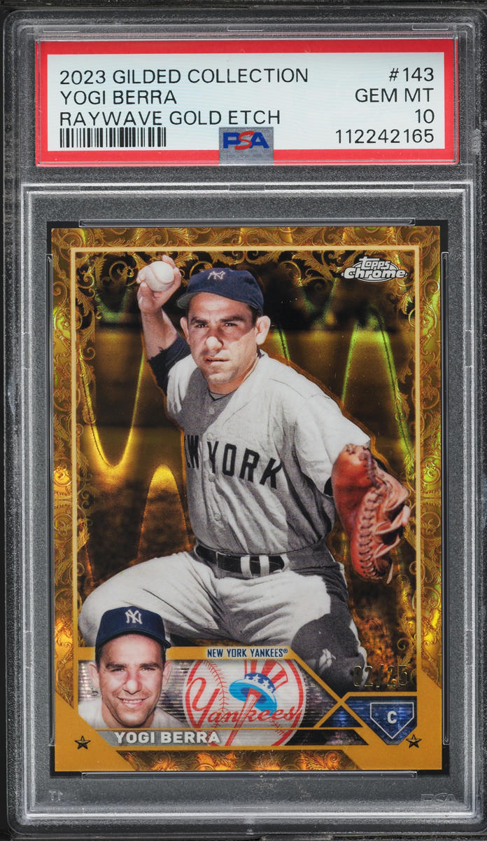 2023 Topps Gilded Collection Raywave Gold Etch Yogi Berra /25 #143 PSA 10 GEM