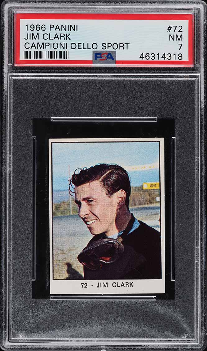 1966 Panini Campioni Dello Sport Jim Clark ROOKIE #72 PSA 7 NRMT