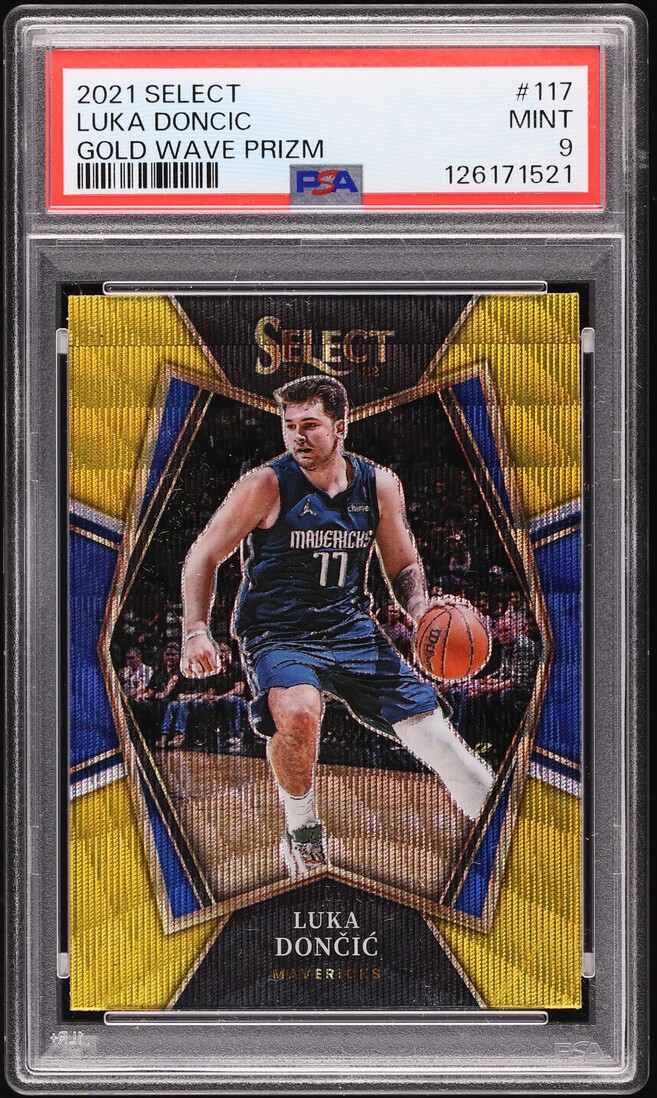 2021 Select Premier Level Gold Wave Prizm Luka Doncic #117 PSA 9 MINT