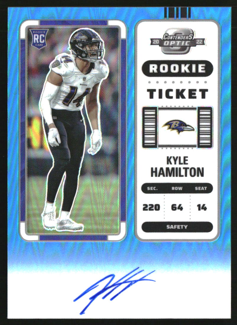 2022 Panini Contenders Optic Teal #128 Kyle Hamilton RC Auto /99
