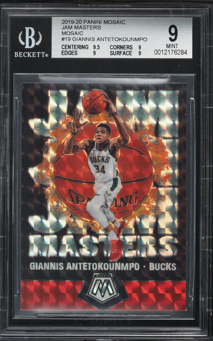 2019 Panini Mosaic Jam Masters Prizm Giannis Antetokounmpo #19 BGS 9 MINT