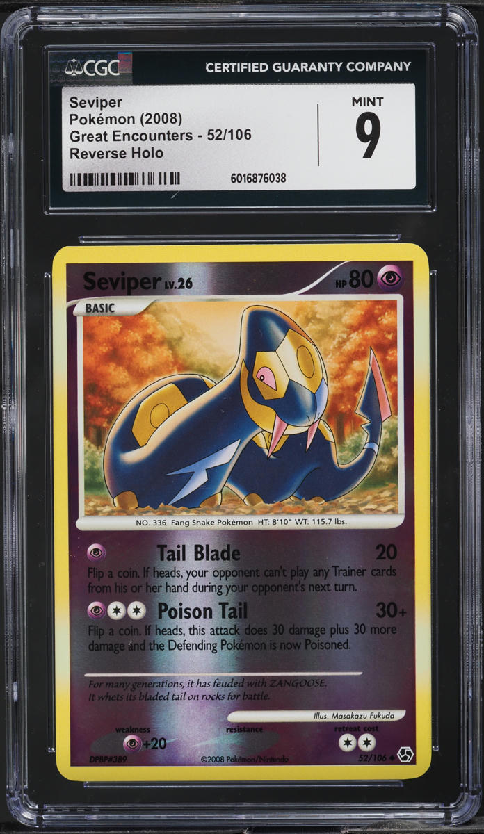 2008 Pokemon Diamond & Pearl Great Encounters Reverse Holo Seviper #52 CGC 9