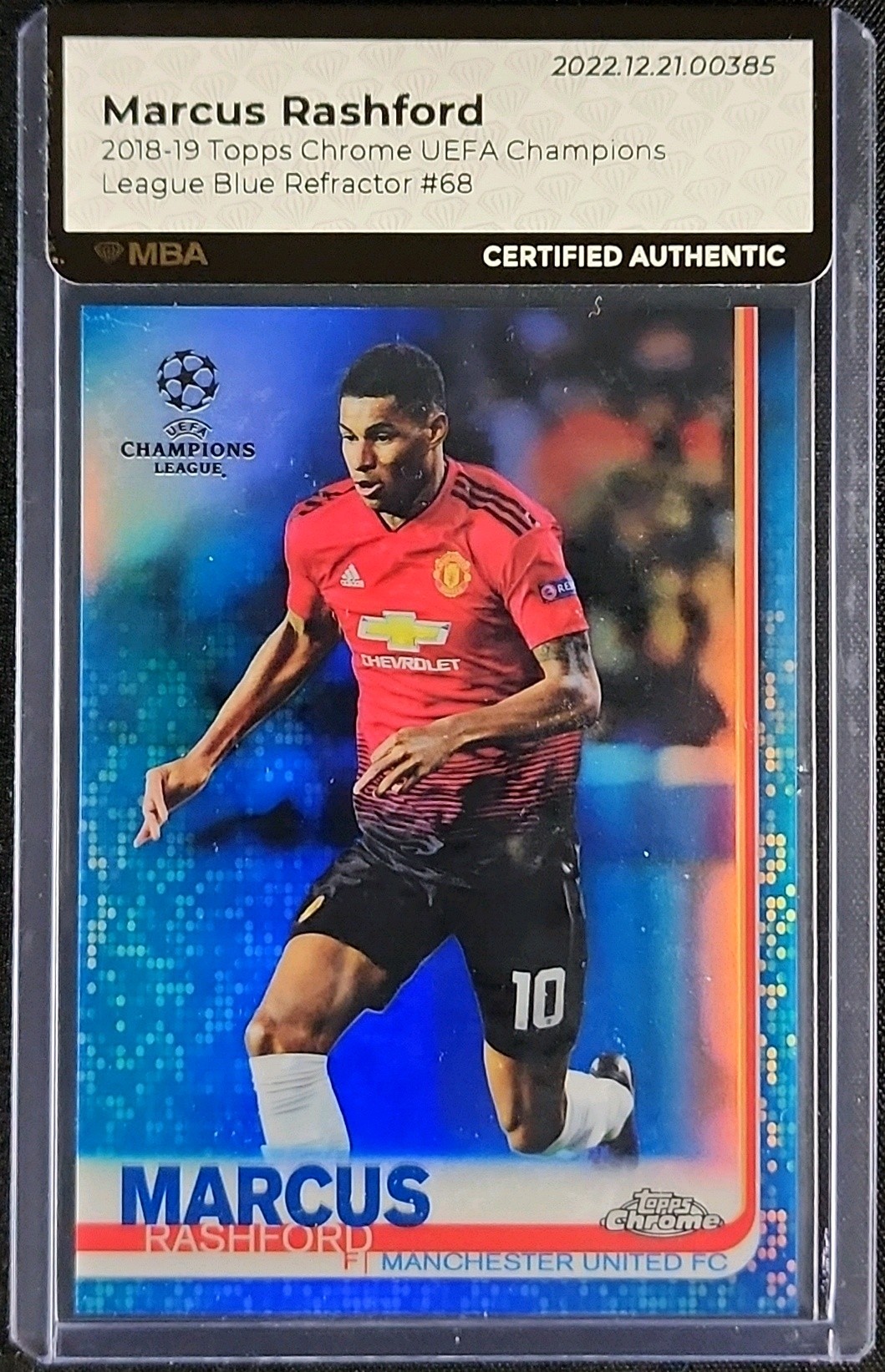 2018 Topps Chrome UEFA Blue Refractor Marcus Rashford /150 #68 MBA AUTH