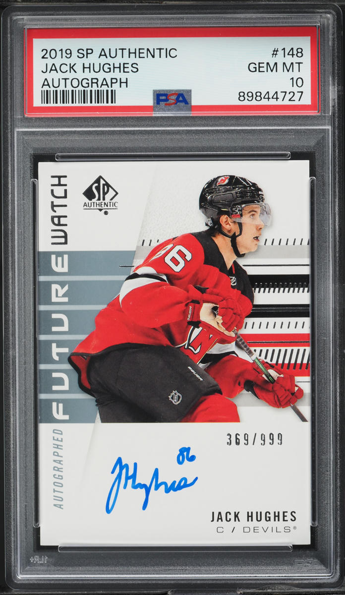 2019 SP Authentic Jack Hughes ROOKIE AUTO /999 #148 PSA 10 GEM MINT