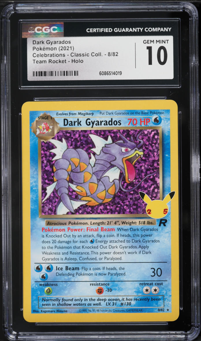 2021 Pokemon SWSH Celebrations Classic Holo Dark Gyarados #8 CGC 10 GEM MINT