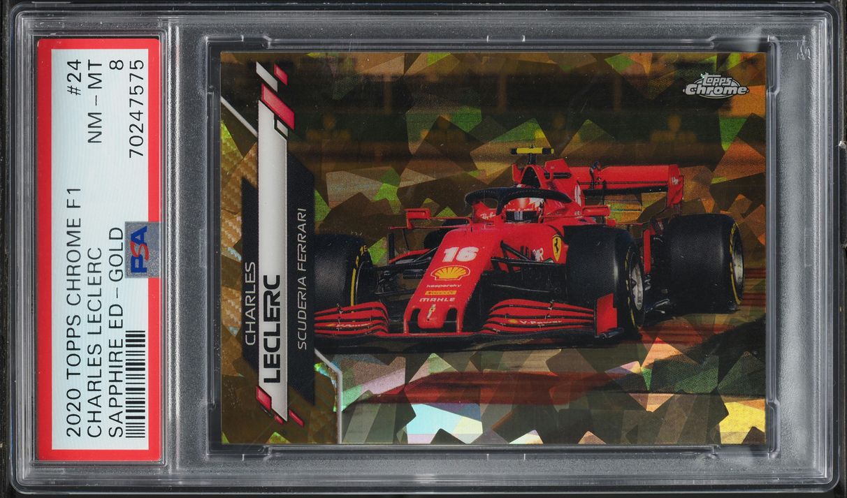 2020 Topps Chrome Formula 1 Sapphire Edition Gold Charles Leclerc /50 #24 PSA 8