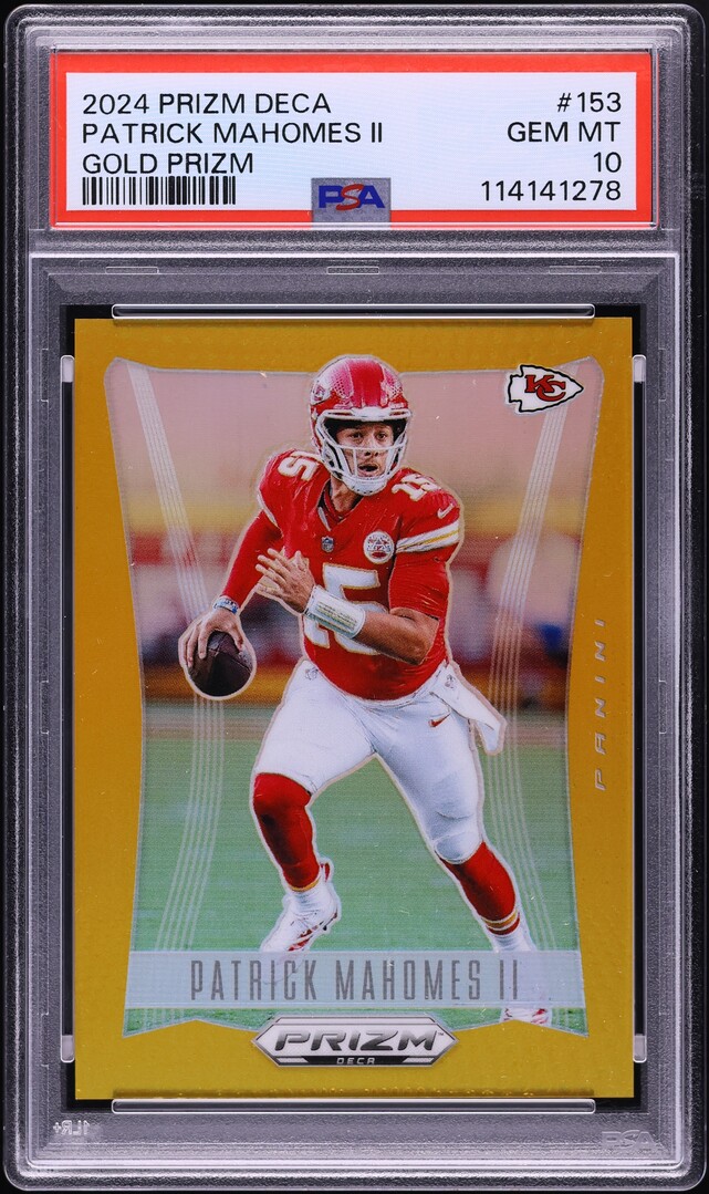 2024 Panini Prizm Deca Gold Patrick Mahomes II 1/10 #153 PSA 10 GEM MINT