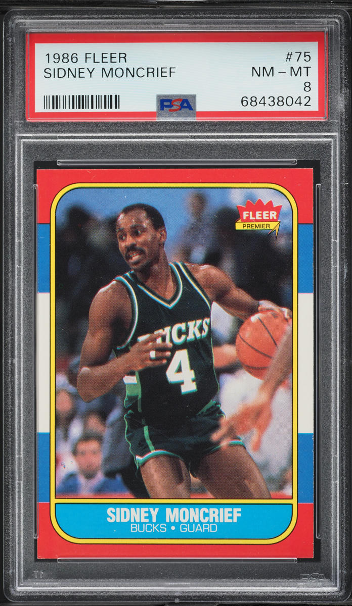 1986 Fleer Basketball Sidney Moncrief #75 PSA 8 NM-MT
