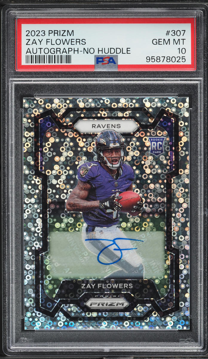 2023 Panini Prizm No Huddle Zay Flowers ROOKIE AUTO #307 PSA 10 GEM MINT