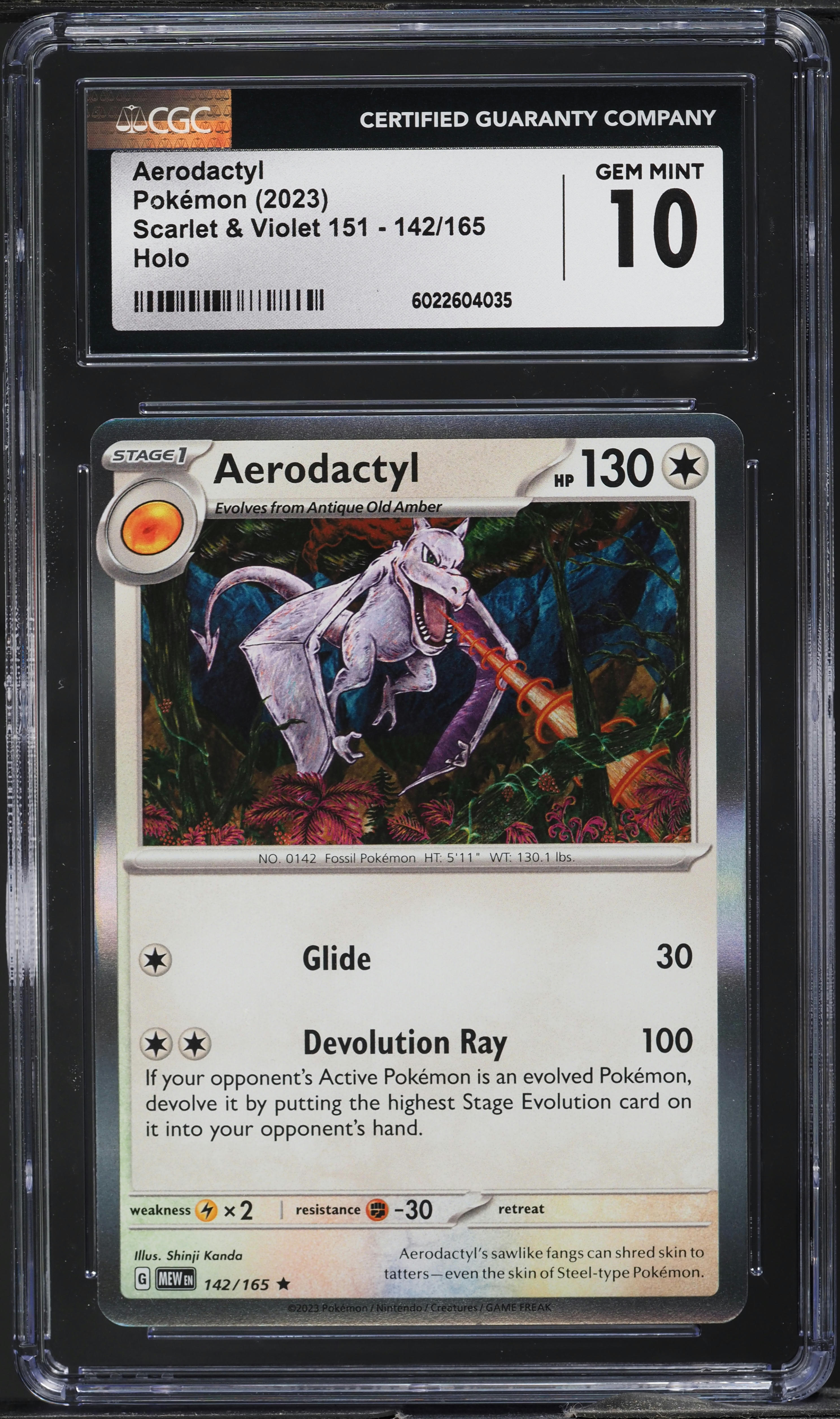 2023 Pokemon Scarlet & Violet 151 Holo Aerodactyl #142 CGC 10 GEM MINT