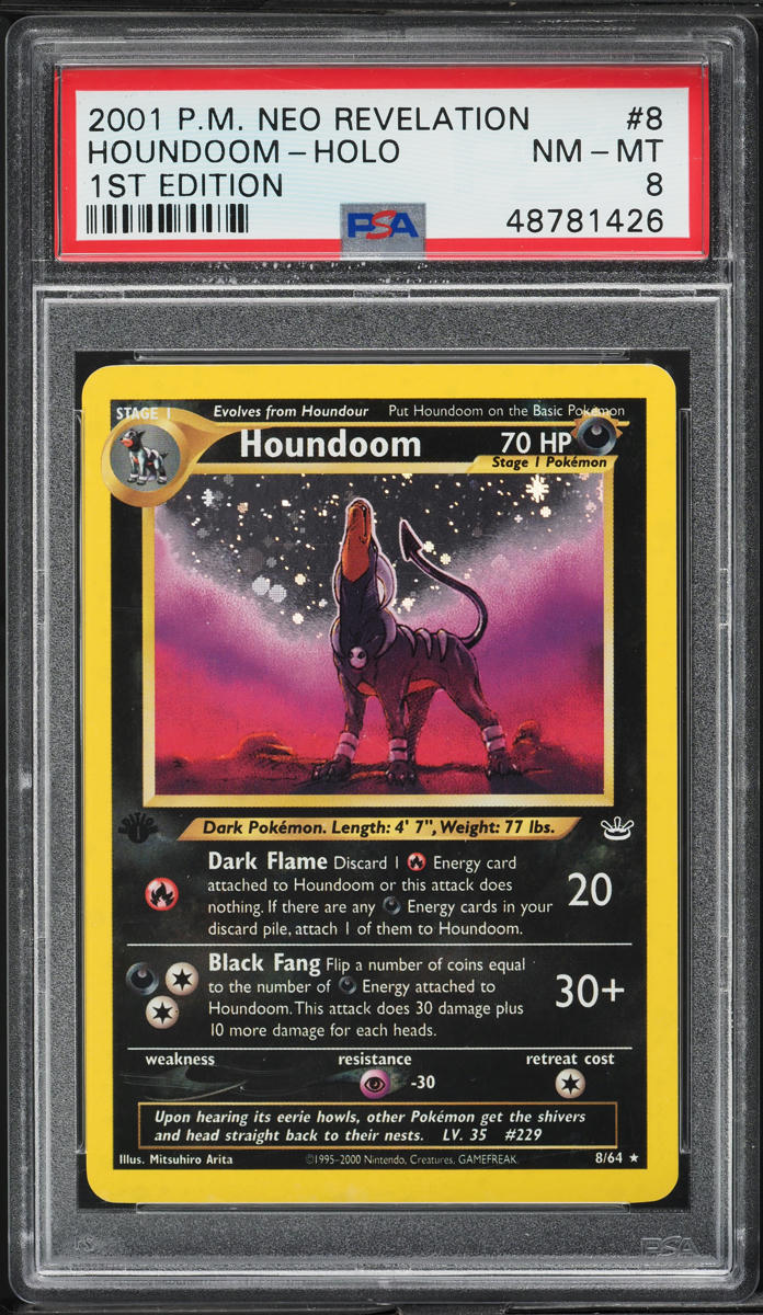 2001 Pokemon Neo Revelation 1st Edition Holo Houndoom #8 PSA 8 NM-MT