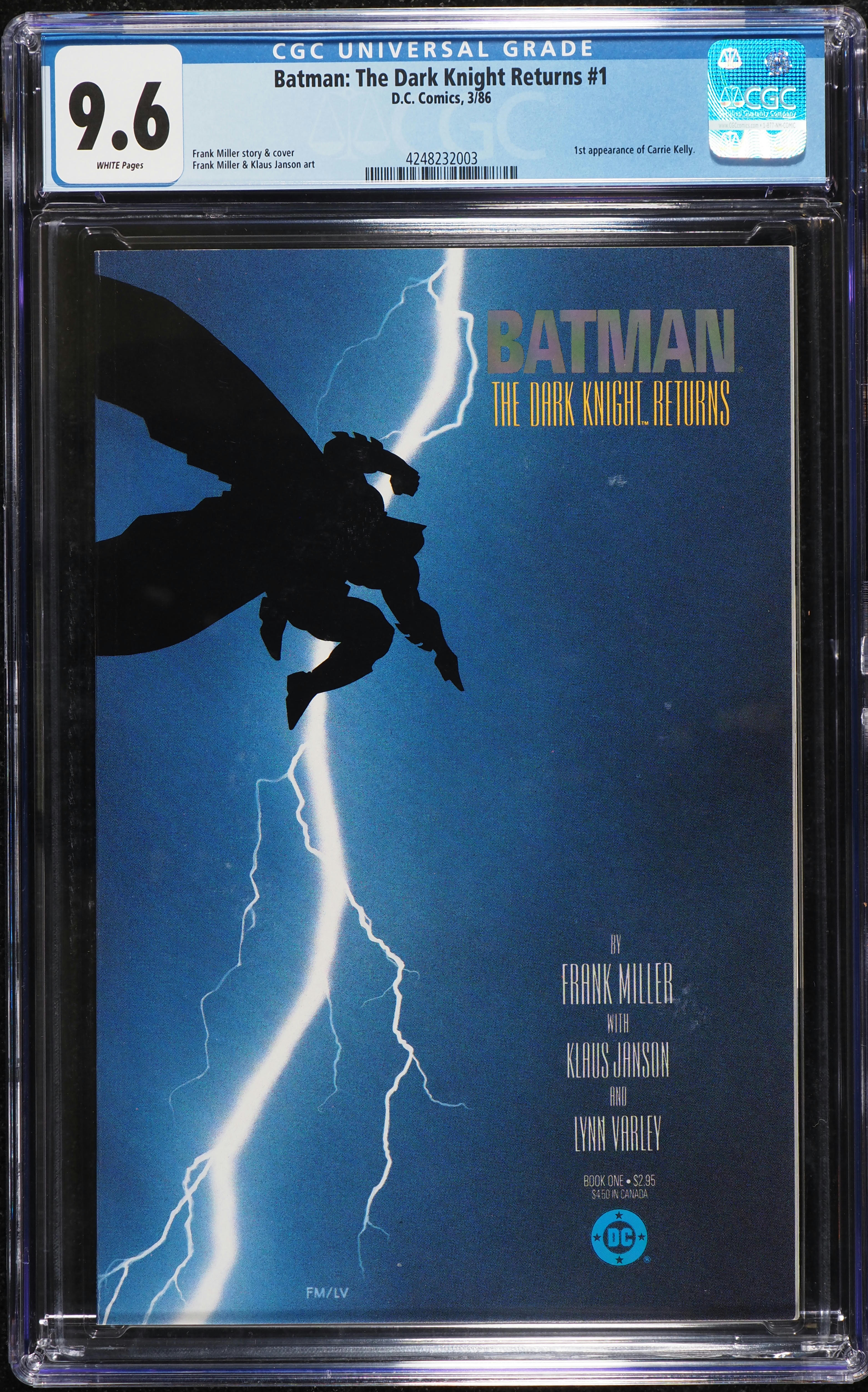 Batman: The Dark Knight Returns #1 (DC 1986) Signed/Sketched CGC 9.6 White Pages - Front