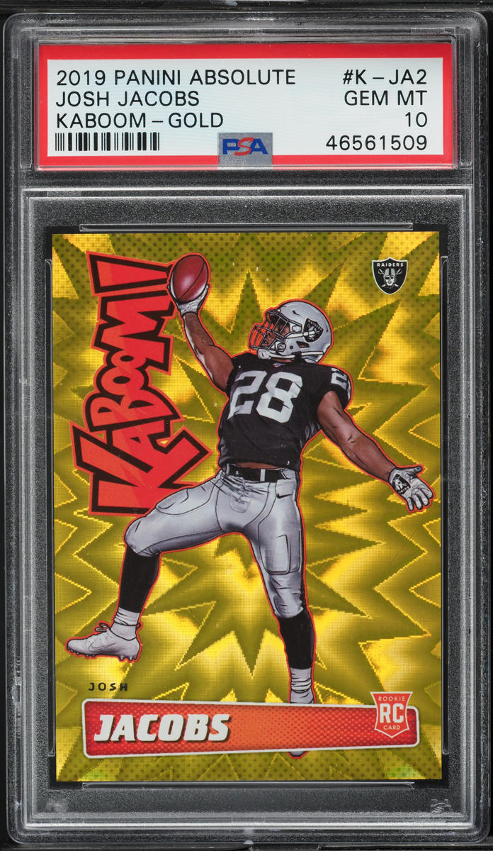 2019 Absolute Kaboom! Gold Josh Jacobs /10 #K-JA2 PSA 10 GEM MINT
