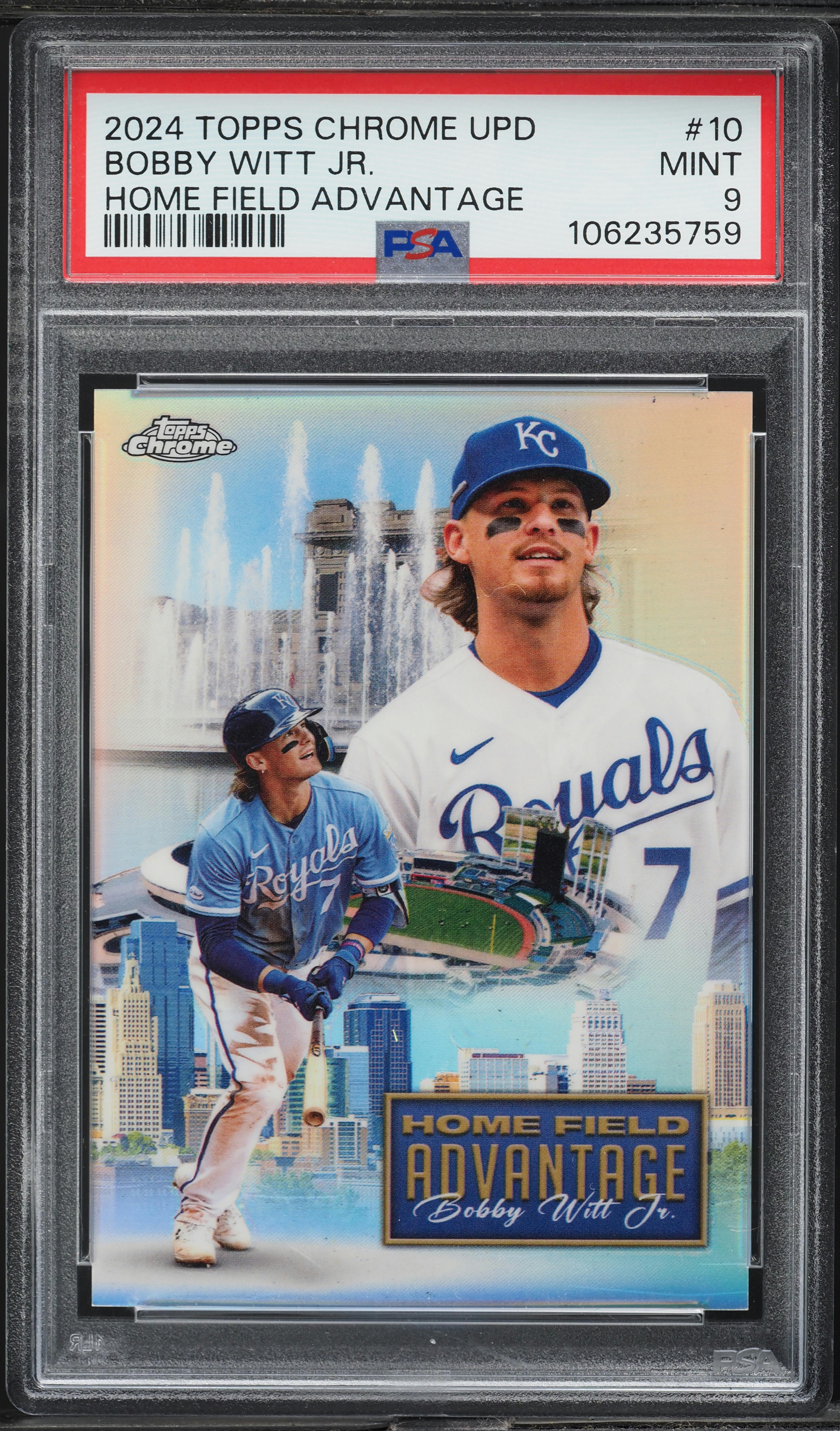 2024 Topps Chrome Update Home Field Advantage Bobby Witt Jr. #10 PSA 9 MINT