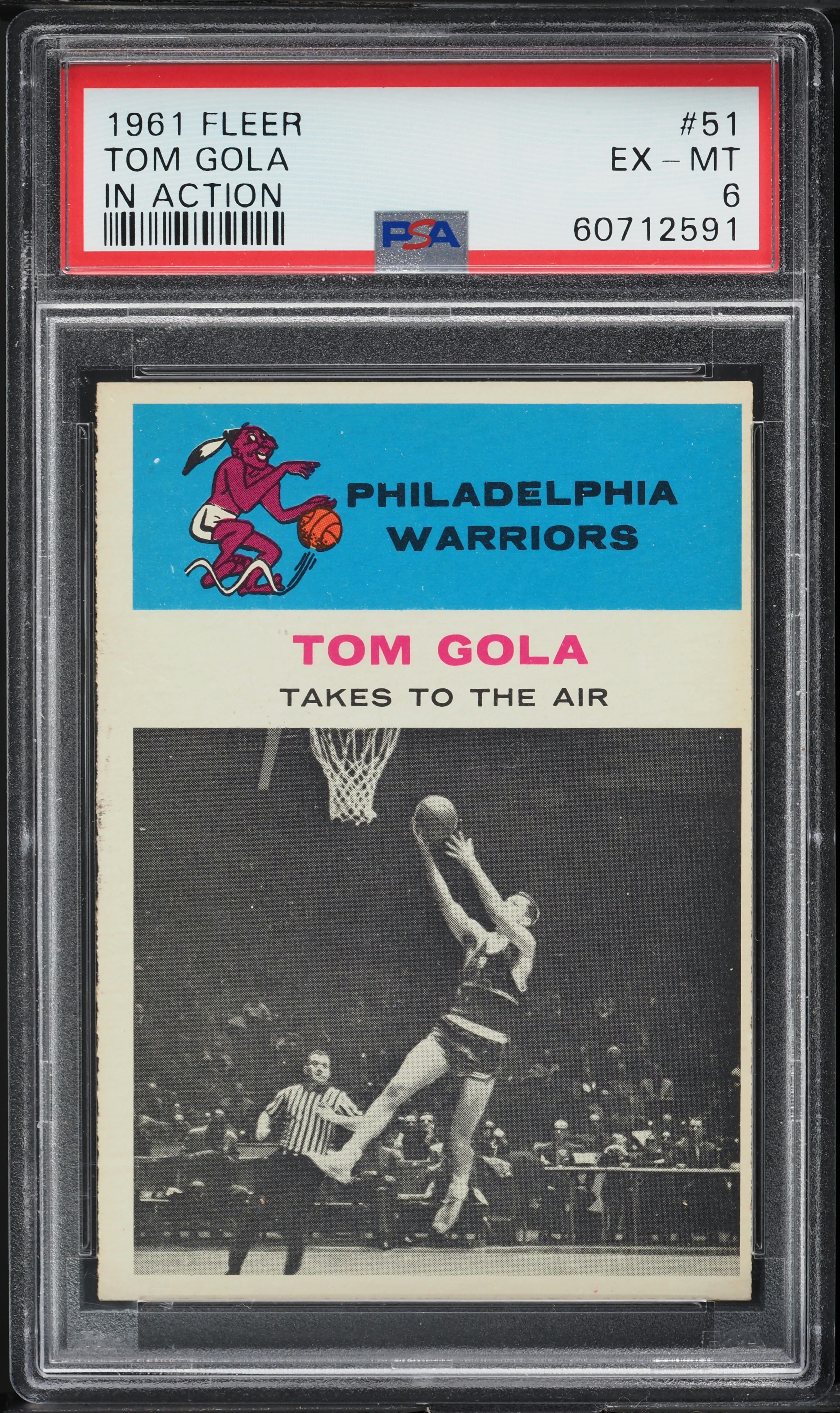 1961 Fleer Basketball Tom Gola IN ACTION #51 PSA 6 EXMT