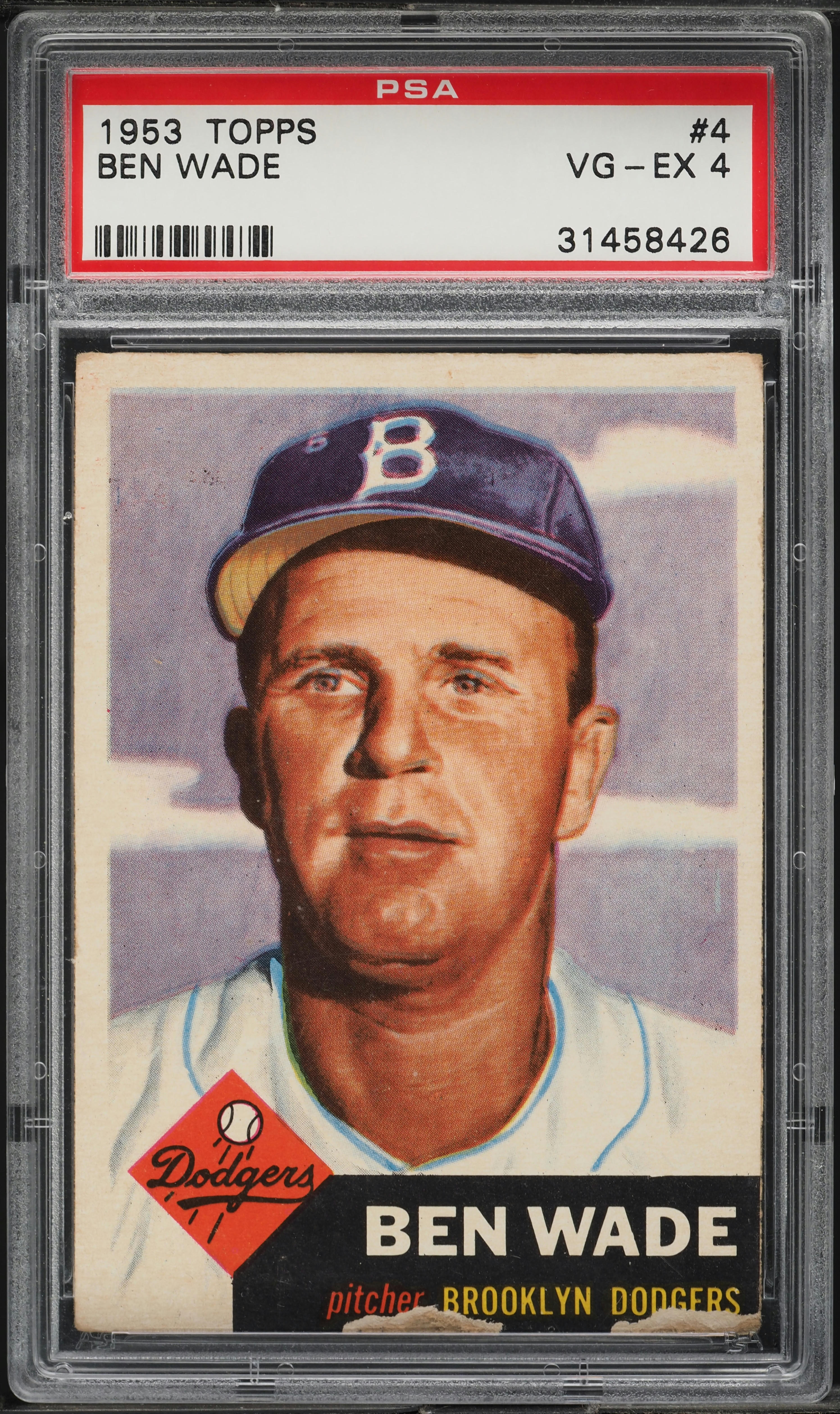 1953 Topps Ben Wade SHORT PRINT #4 PSA 4 VGEX