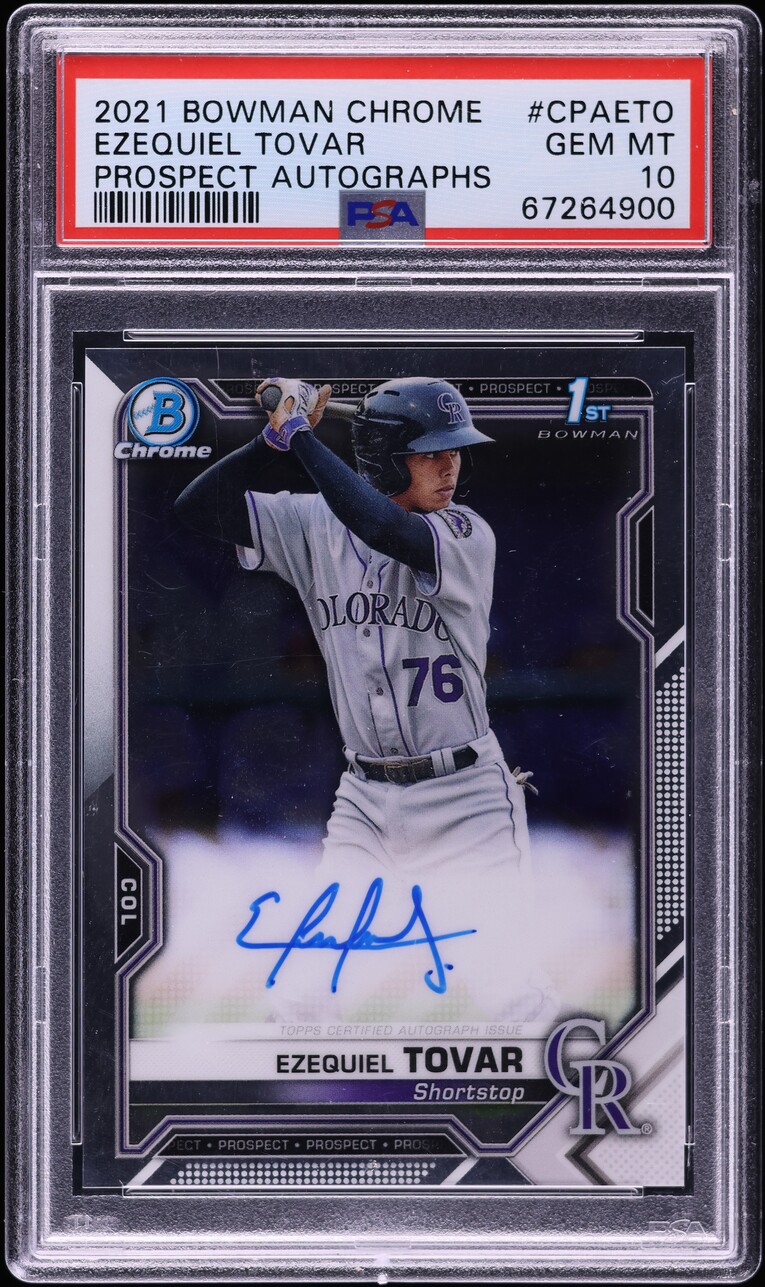 2021 Bowman Chrome Ezequiel Tovar PROSPECT AUTO #CPA-ETO PSA 10 GEM MINT