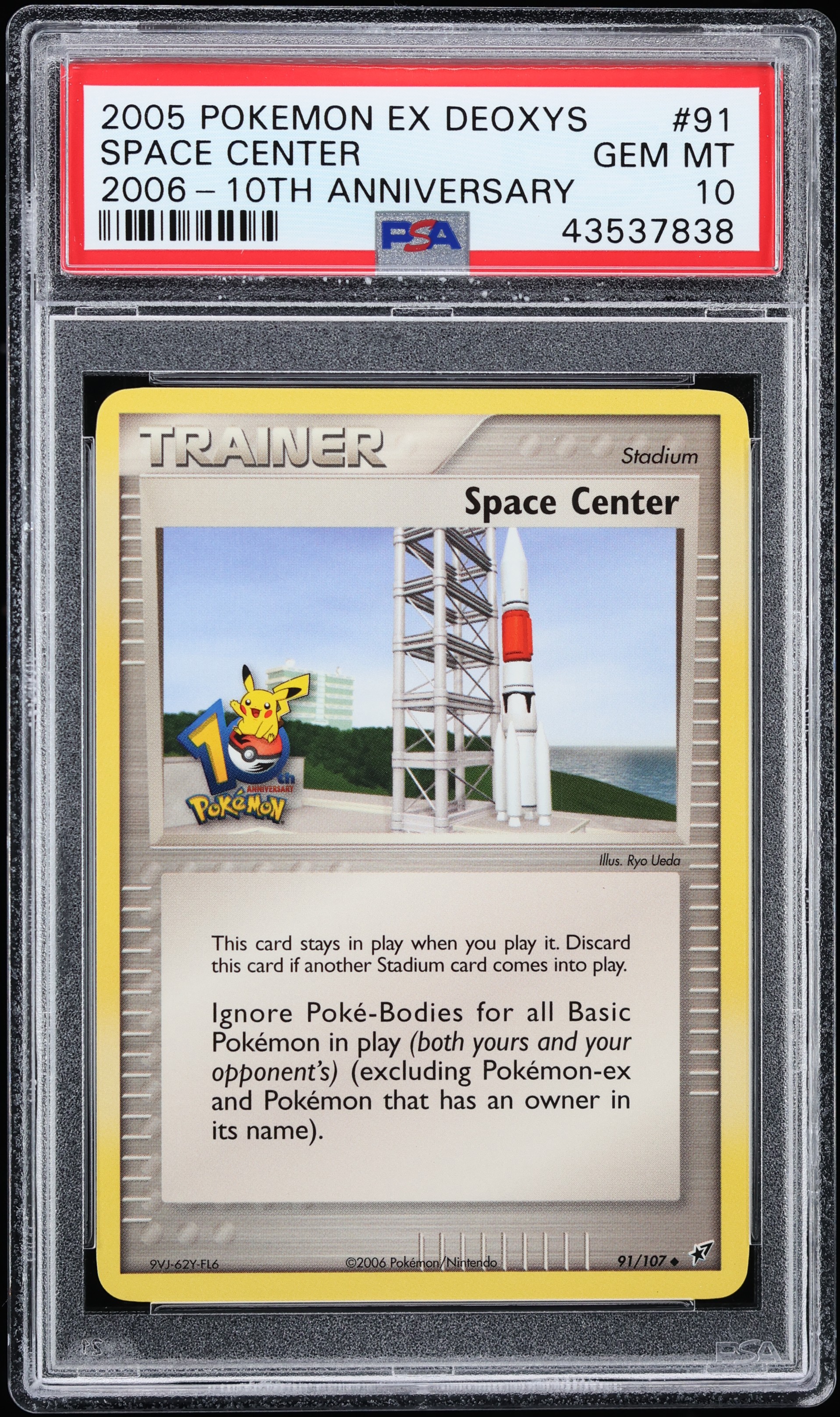 2005 Pokemon EX Deoxys 10th Anniversary Space Center #91 PSA 10 GEM MINT