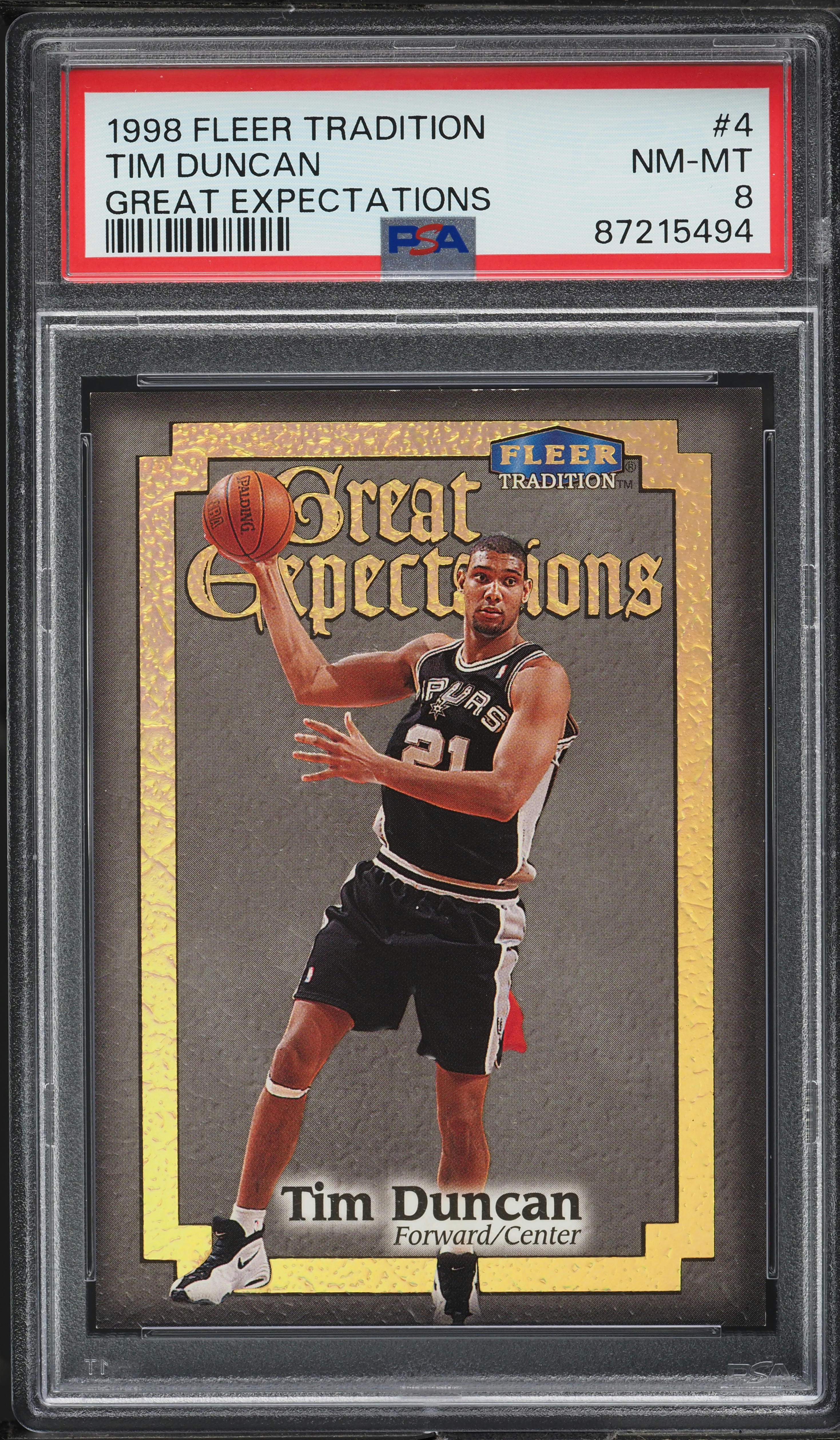 1998 Fleer Tradition Great Expectations Tim Duncan #4 PSA 8 NM-MT