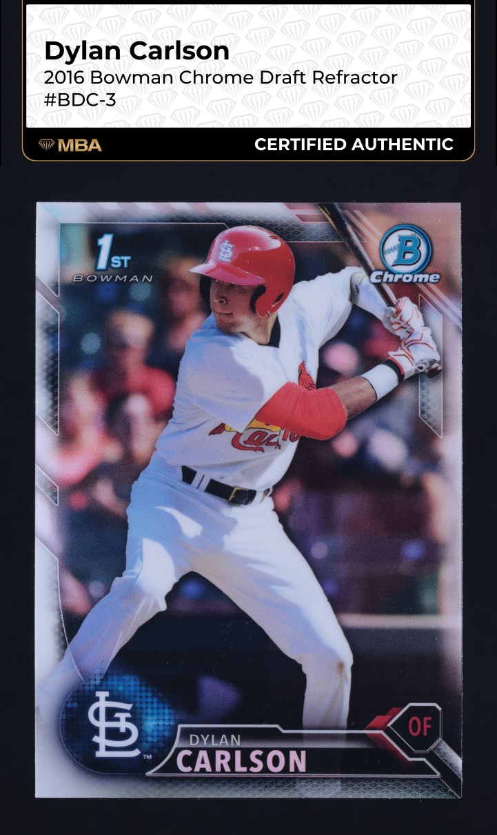 2016 Bowman Chrome Draft Refractor Dylan Carlson ROOKIE #BDC-3 MBA AUTH