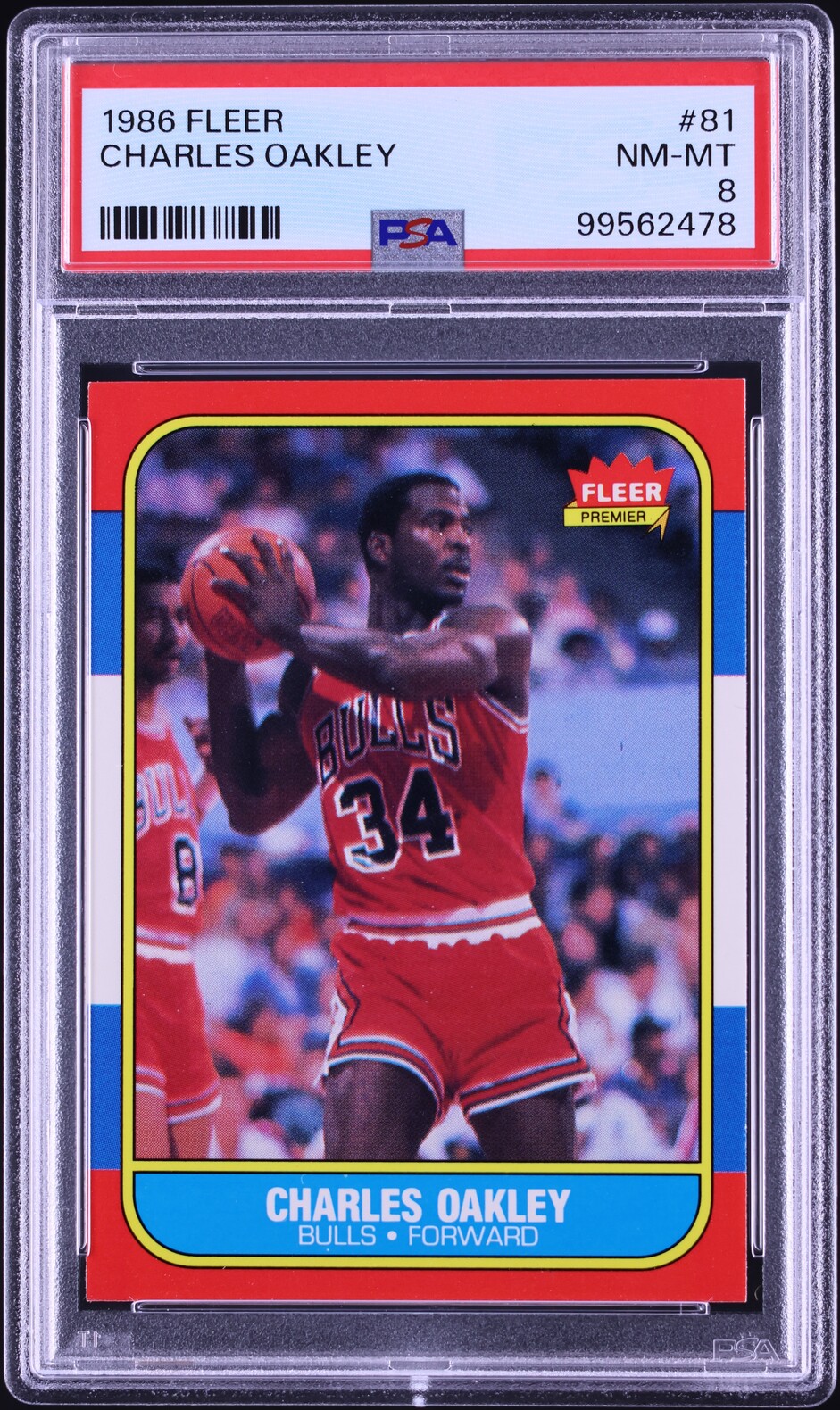 1986 Fleer Basketball Charles Oakley ROOKIE #81 PSA 8 NM-MT