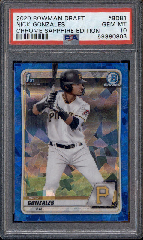 2020 Bowman Chrome Sapphire Edition #BD81 Nick Gonzales RC Rookie PSA 10