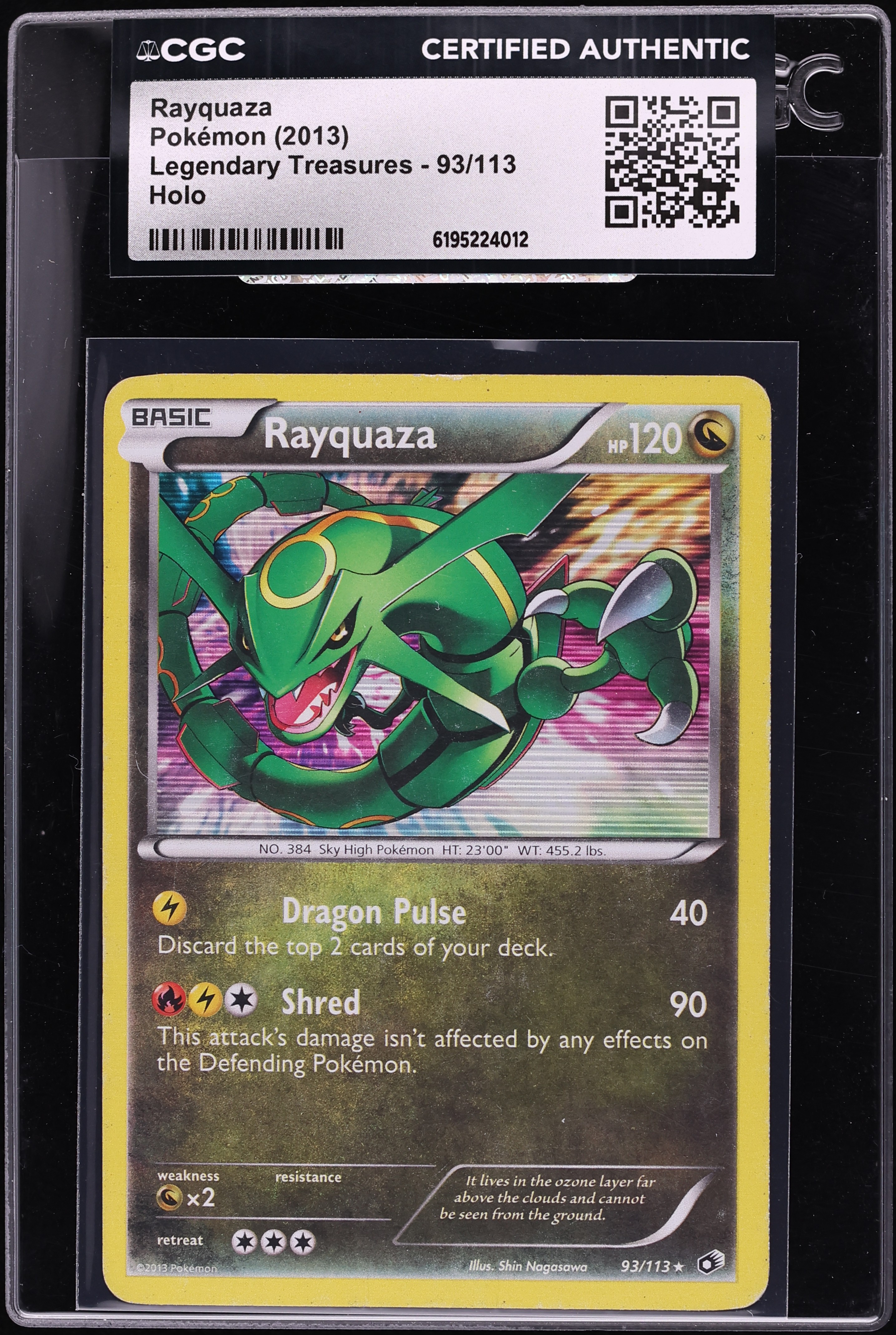 2013 Pokemon Black & White Legendary Treasures Holo Rayquaza #93 CGC AUTH