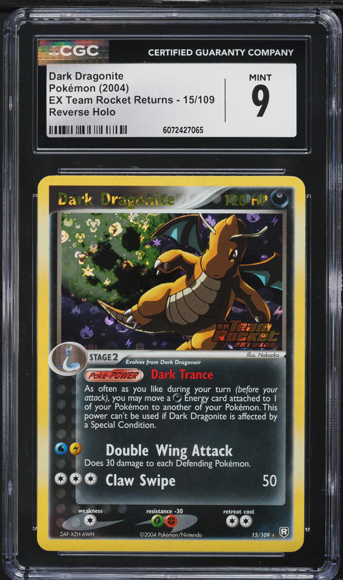 2004 Pokemon EX Team Rocket Returns Reverse Holo Dark Dragonite #15 CGC 9 MINT
