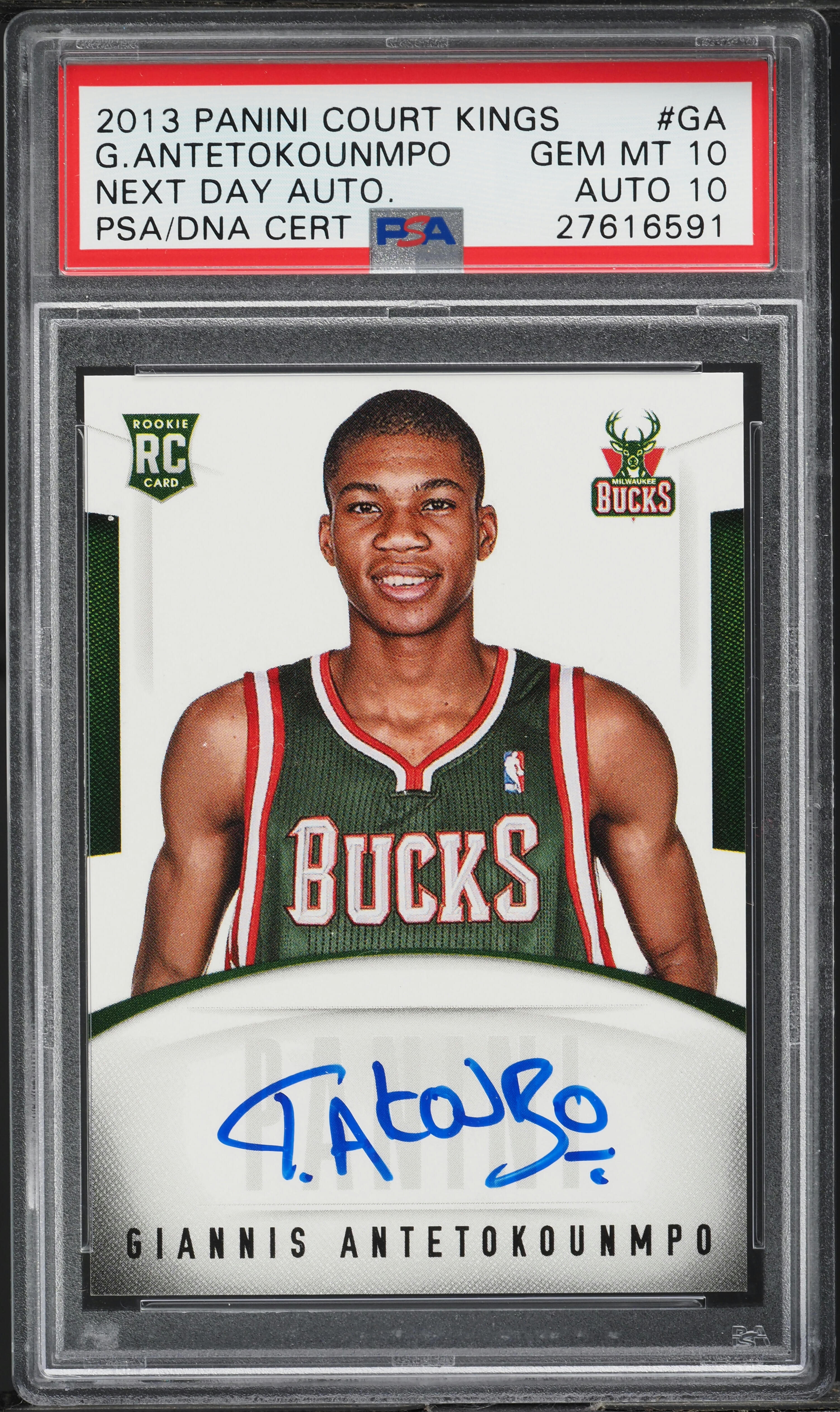 2013 Panini Court Kings Next Day Giannis Antetokounmpo ROOKIE AUTO DNA 10 PSA 10