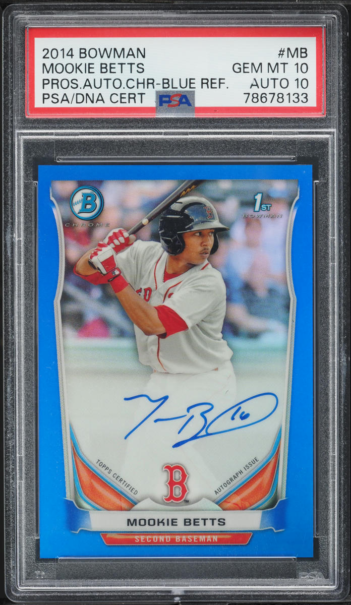 2014 Bowman Chrome Blue Refractor Mookie Betts AUTO DNA 10 /150 #MB PSA 10 GEM