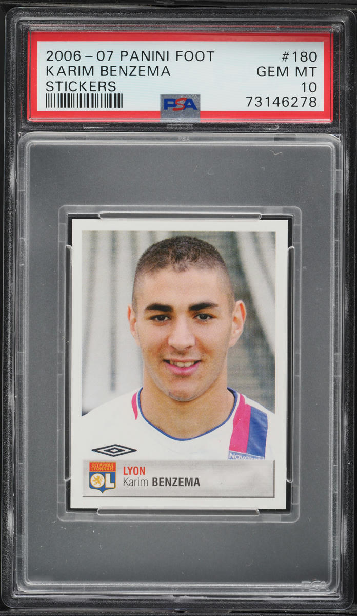 2006 Panini Foot Stickers Karim Benzema ROOKIE #180 PSA 10 GEM MINT